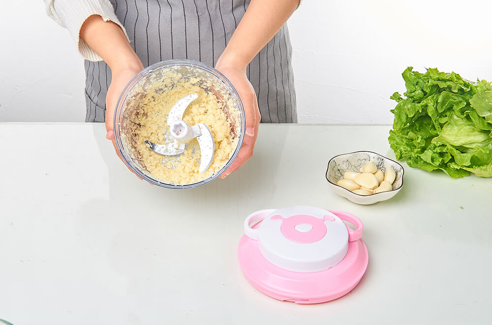 Manual Food Chopper Hand-Powered Food Chopper 1000ML -Pink