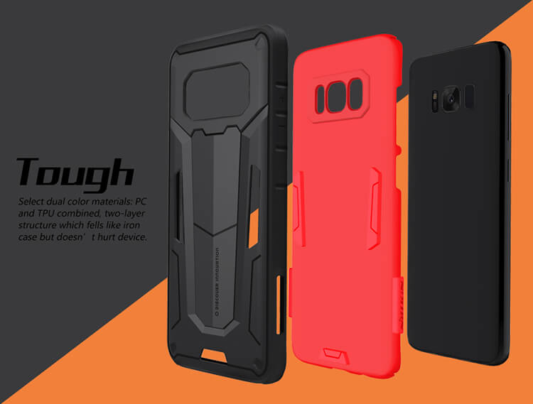 Nillkin Defendor 4 TPU Case Bracket Holder Shockproof Back Cover For Samsung Galaxy S8 - Black