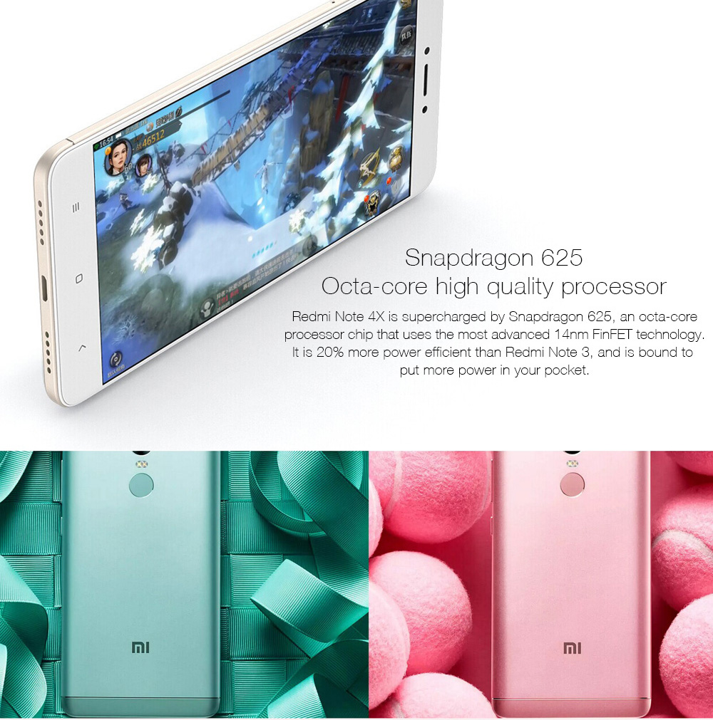 [HK Stock]Xiaomi Redmi Note 4X 5.5 Inch FHD Screen Smartphone MIUI 8 4G LTE Snapdragon 625 Octa-core 2.0GHz 3GB RAM 32GB ROM 13.0MP Touch ID 4100mAh Battery - Black