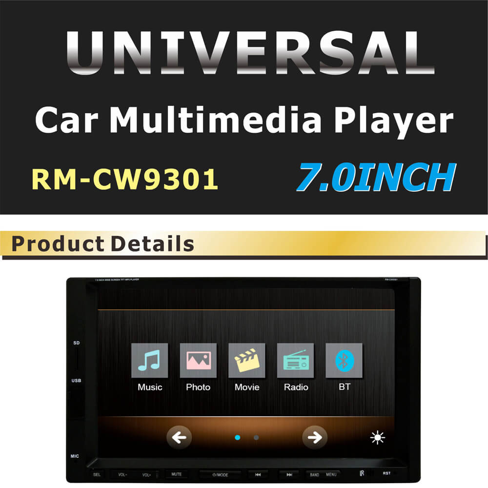 Ezonetronics RM-CW9301 Car MP3/MP4 Player 7-inch Indash Double DIN Touch  Screen with Bluetooth -Black