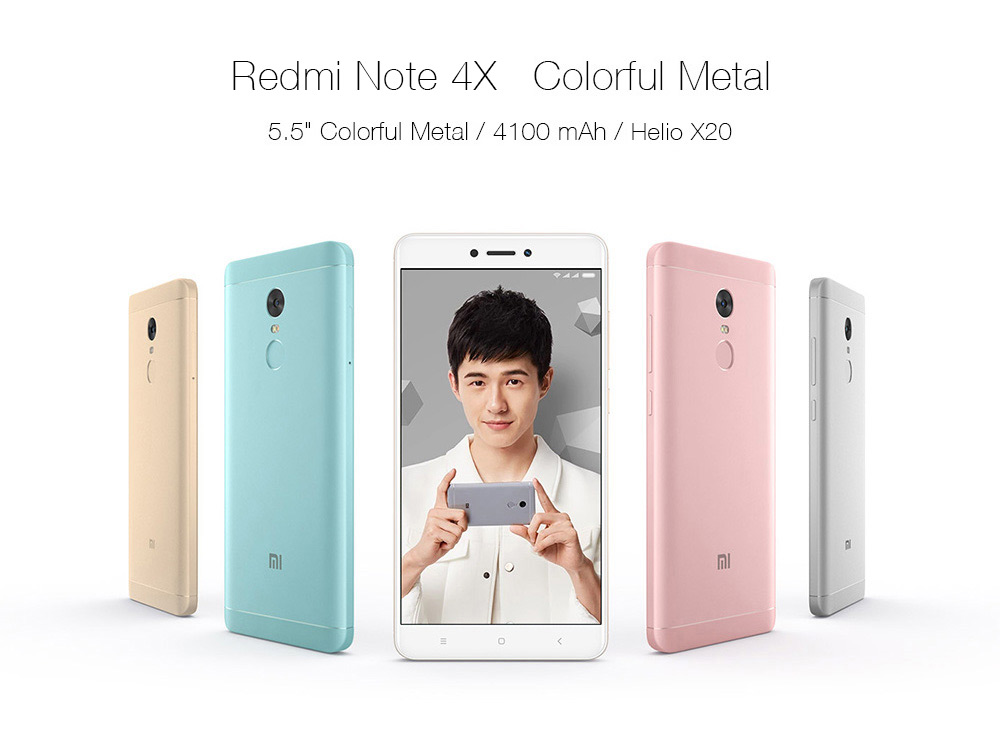 Xiaomi Redmi Note 4X 5.5 Inch FHD Screen 4G RAM 64GB ROM 13.0MP Cam Helio X20 MT6797 Deca Core MIUI 8 4G LTE Smartphone Touch ID 4100mAh Battery - Black