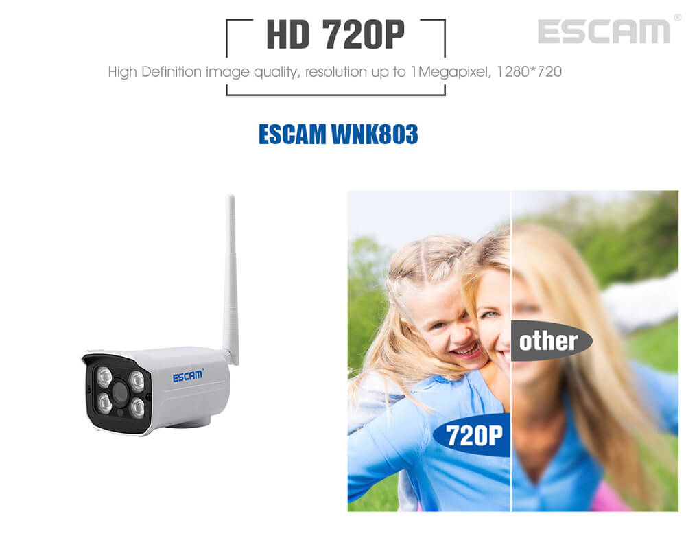 ESCAM WNK803 HD 720P 8CH WiFi NVR Kit WiFi Connetion Motion Detection Water-resistant IP Camera