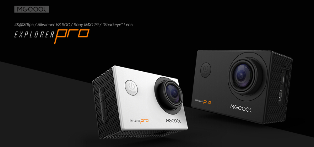 MGCOOL Explorer Pro 4K 30fps Sports Camera Allwinner V3 Sony IMX179 6G Sharkeye Lens Time Lapse - Black