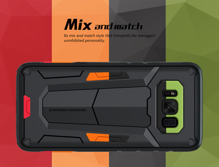 Nillkin Defendor 4 TPU Case Bracket Holder Shockproof Back Cover For Samsung Galaxy S8 Plus - Black