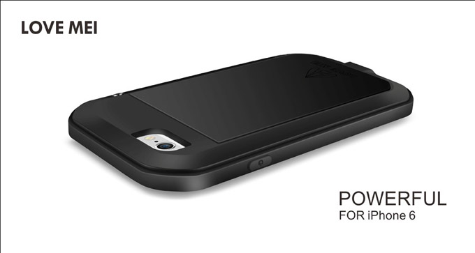 Love Mei Water/Dirt/Shockproof Protective Case Metal and Silicon Cover For iPhone 6 - Black
