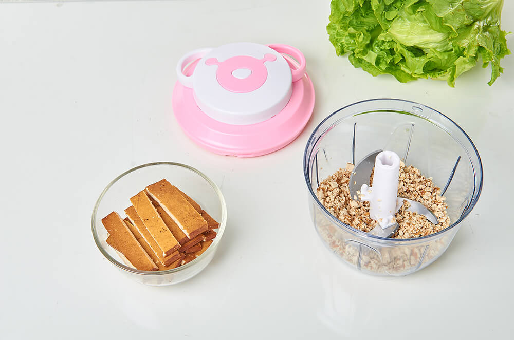 Manual Food Chopper Hand-Powered Food Chopper 1000ML -Pink