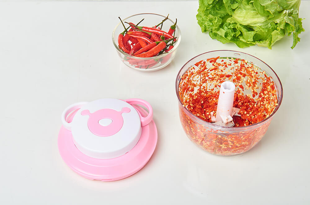 Manual Food Chopper Hand-Powered Food Chopper 1000ML -Pink