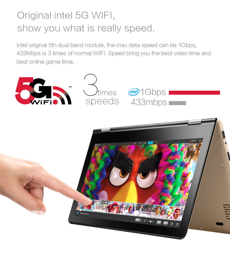 Voyo VBook V2 2in1 Tablet 11.6 Inch 4GB RAM 64GB ROM Windows 10 Intel Celeron N3450 Quad Core 2.2GHz 1080P Camera Wifi - Gold