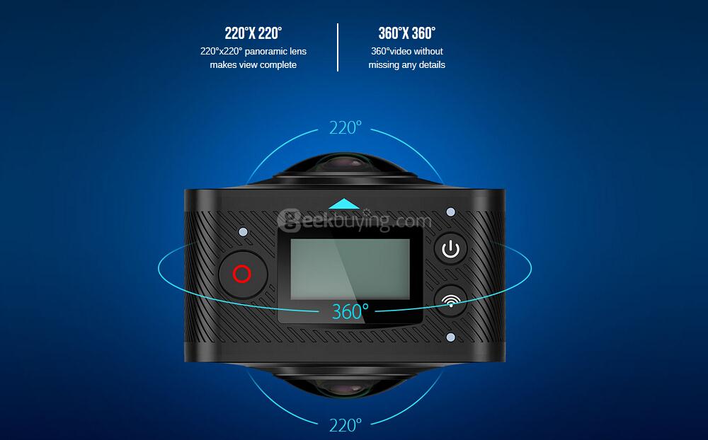 ELE CAM 360 Panoramic Action Camera SPCA6350M F2.0 Dual Lens OV4689 1080P@30fps Sport Camera