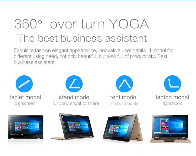Voyo VBook V2 2in1 Tablet 11.6 Inch 4GB RAM 64GB ROM Windows 10 Intel Celeron N3450 Quad Core 2.2GHz 1080P Camera Wifi - Gold