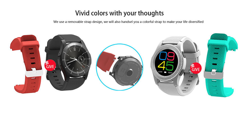 No.1 G8 Smart Watch Phone MTK2502 Bluetooth 4.0 SIM Card Call Message Reminder Heart Rate Monitor Compatible with Android IOS - White