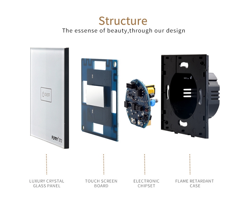 FUNRY 1R Touch Switch Wireless Panel Remote Control Light Controller -Black