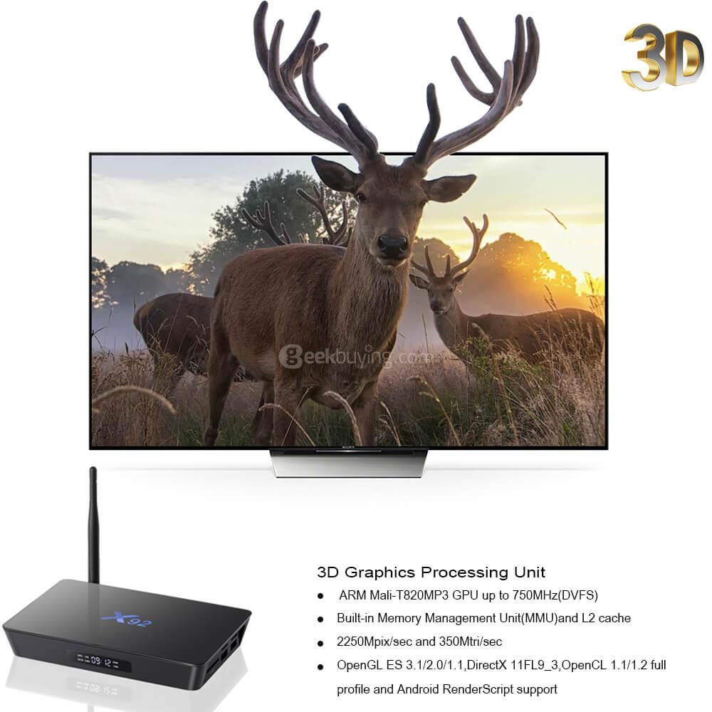 X92 Amlogic S912 KODI 17.1 4K 60FPS TV BOX Android 3G/32G 802.11ac WIFI Bluetooth Gigabit LAN