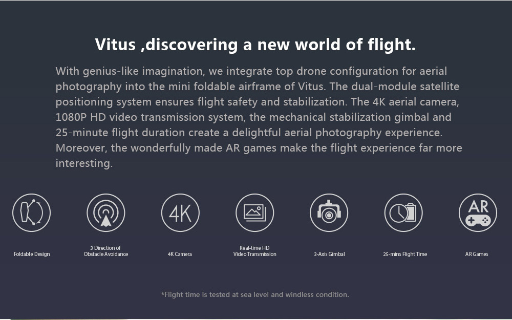 Walkera Vitus WIFI FPV Foldable UHD 4K Camera Three-dimensional Obstacle Avoidance RC Aircraft RTF