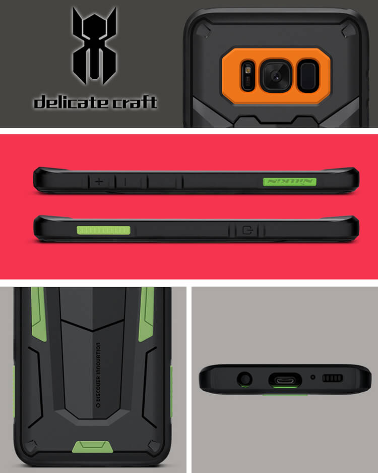 Nillkin Defendor 4 TPU Case Bracket Holder Shockproof Back Cover For Samsung Galaxy S8 Plus - Black