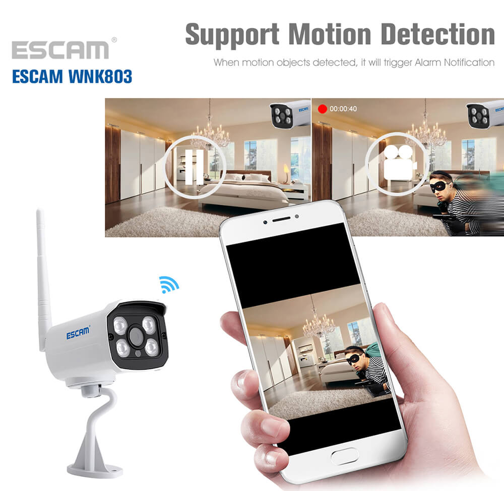 ESCAM WNK803 HD 720P 8CH WiFi NVR Kit WiFi Connetion Motion Detection Water-resistant IP Camera