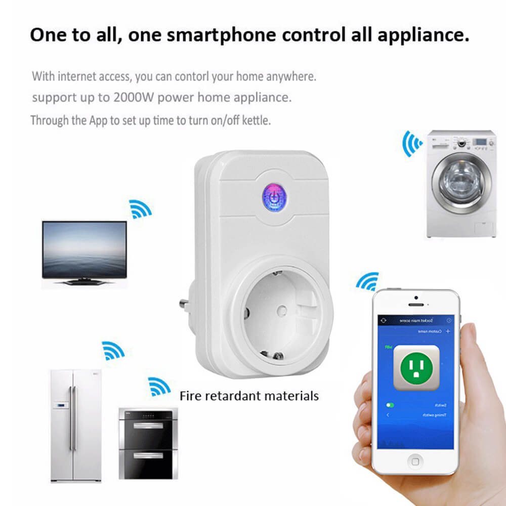 Wifi Smart Plug Works with Amazon Alexa Control Devices Wireless Switch with APP- EU Plug