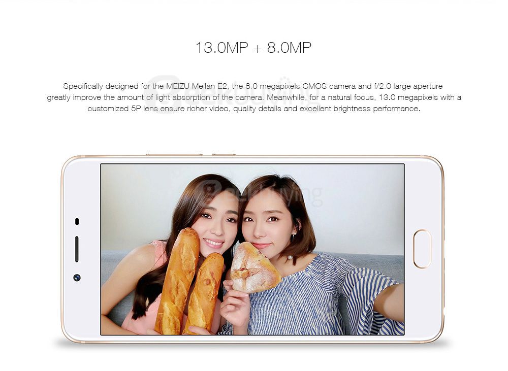 MEIZU Meilan E2 5.5 Inch 4G LTE Smartphone FHD Screen 3GB 32GB Helio P20 13.0MP Cam Flyme 6.0 OS 18W mCharge Metal Body Flashlight Antenna - Black