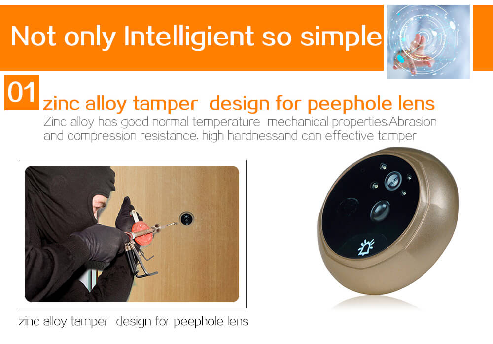 Danmini YB-35AHD-M Door Security Camera 3.5"Digital Peephole Door Viewer 2.0MP Security Camera -Gold