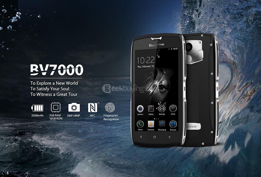 [HK Stock]Blackview BV7000 5.0 Inch Smartphone  IP68 Waterproof FHD Screen 2GB 16GB MT6737T 8.0MP Cam Android 7.0 Touch ID NFC - Silver