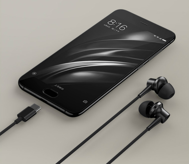 Original Xiaomi ANC Earphones Hybrid Type-C Charging-Free Mic Line Control for Xiaomi Mi6 MIX Note2 Mi5s /Plus Mi5 - Black