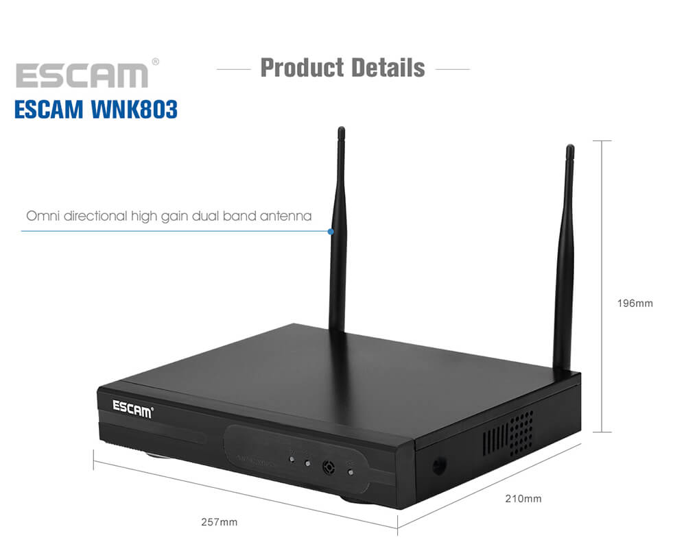 ESCAM WNK803 HD 720P 8CH WiFi NVR Kit WiFi Connetion Motion Detection Water-resistant IP Camera