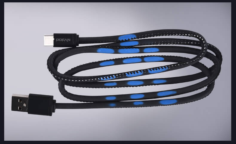 Red POFAN PO7 USB to Type-C Data Cable 1m Red To Yellow Charging Cable