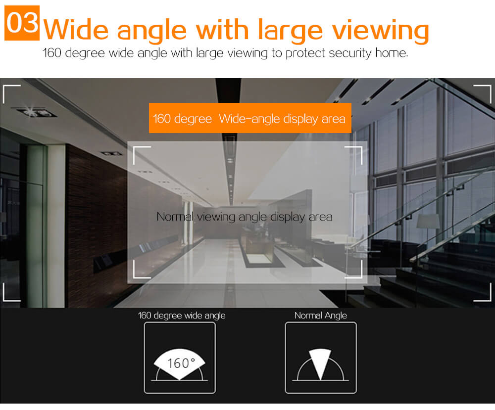Danmini YB-30AHD Door Security Camera 3.0"Digital Peephole Door Viewer 160 Degrees Wide View Angle -Gold