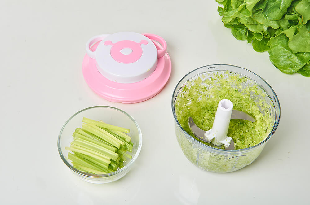Manual Food Chopper Hand-Powered Food Chopper 1000ML -Pink