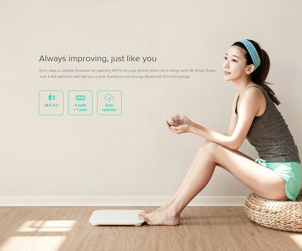 Xiaomi Mi Smart Scale Bluetooth 4.0 LED Display Weighing Scale Digital Body Weight Scale for Android iOS  - White