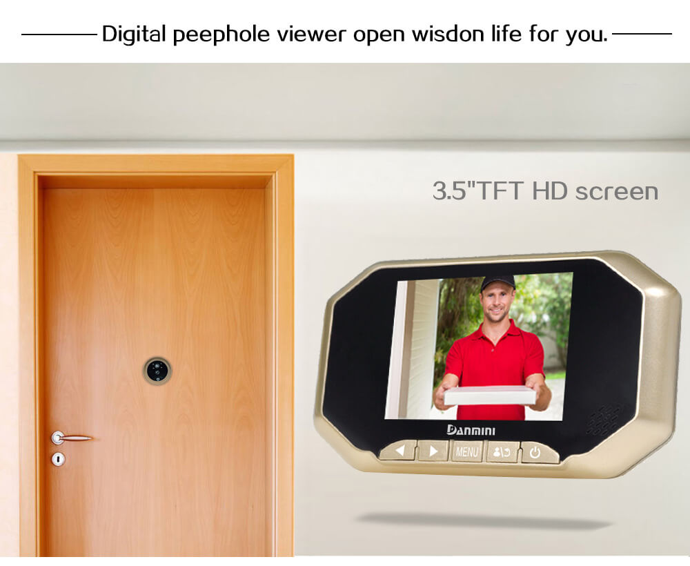 Danmini YB-35AHD-M Door Security Camera 3.5"Digital Peephole Door Viewer 2.0MP Security Camera -Gold