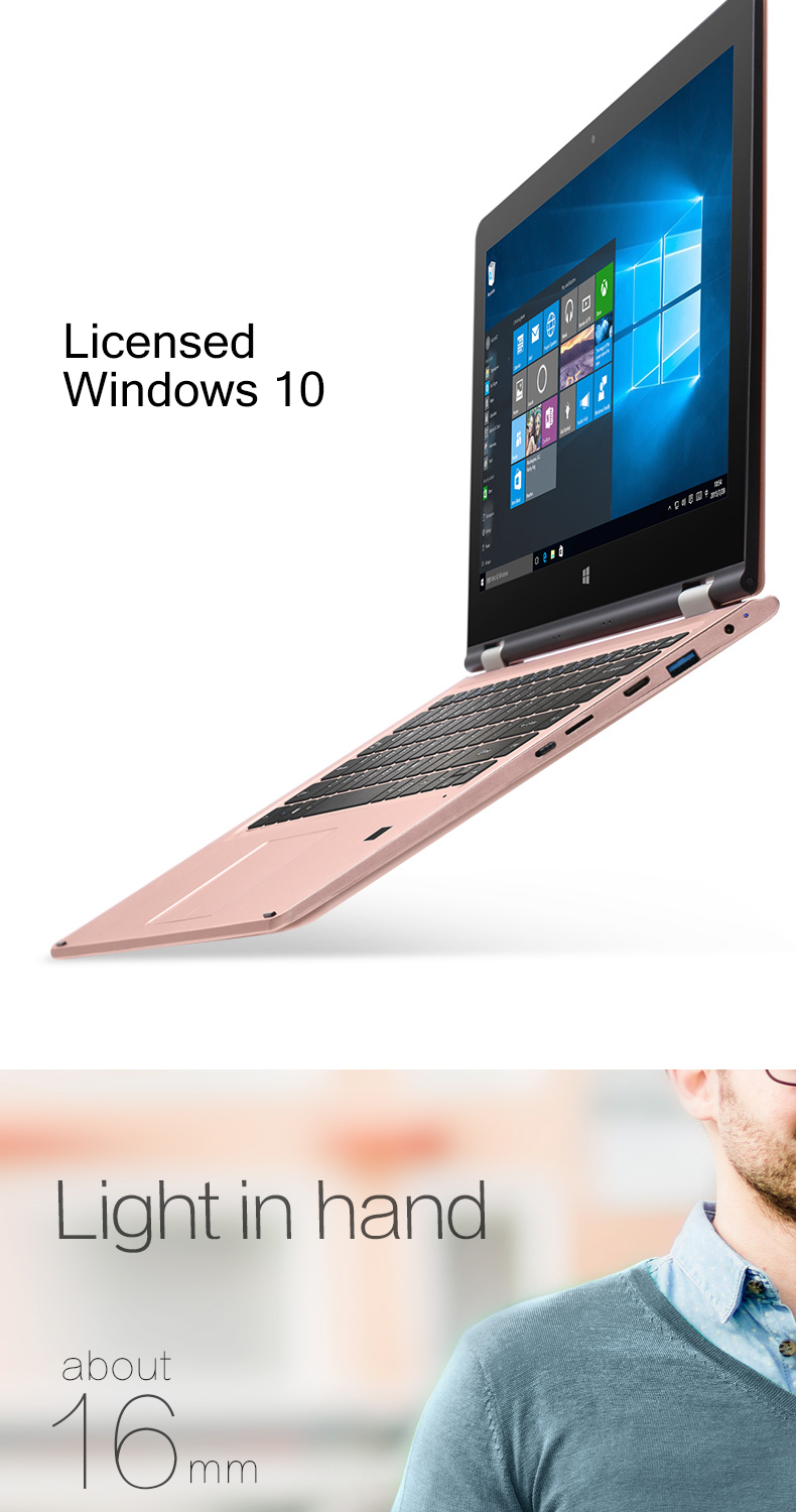 Voyo VBook A3 Pro 2in1 Tablet 13.3 Inch Display Core i7-6500U 2.50 GHz Fingerprint 8GB DDR4 RAM 256GB SSD ROM Licensed Windows 10 12000mAh Battery - Gold