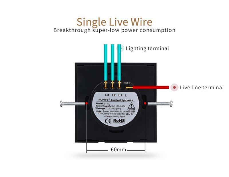 FUNRY 3R Touch Switch Wireless Panel Remote Control Light Controller -White
