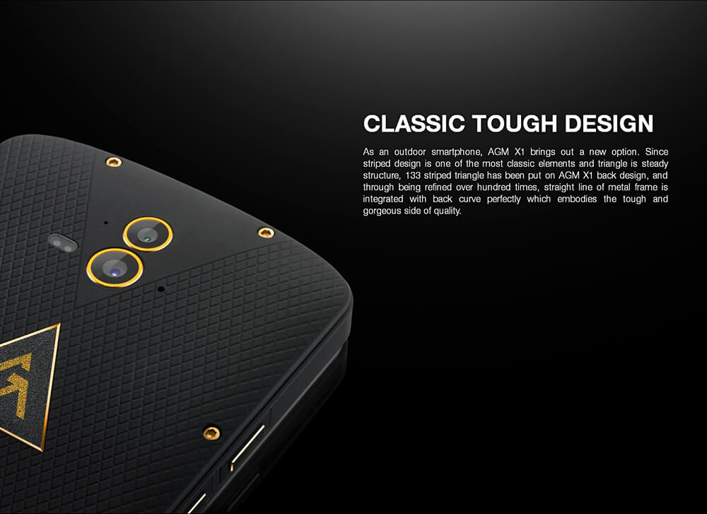 [HK Stock]AGM X1 5.5 Inch 4G LTE Smartphone IP68 Waterproof 4GB 64GB Snapdragon 617 Dual 13.0MP Rear Cam Touch ID NFC 5400mAh Quick Charge VoLte - Gold