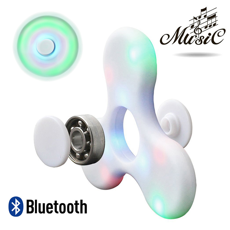 Fidget Hand Spinner LED Light Bluetooth Speaker Music Focus Toy - Pink