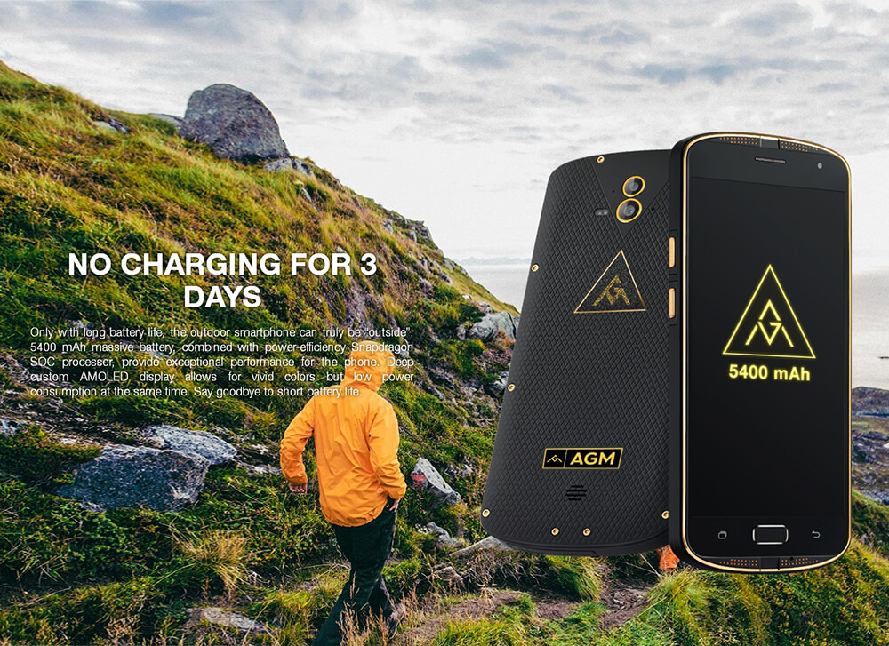 [HK Stock]AGM X1 5.5 Inch 4G LTE Smartphone IP68 Waterproof 4GB 64GB Snapdragon 617 Dual 13.0MP Rear Cam Touch ID NFC 5400mAh Quick Charge VoLte - Gold
