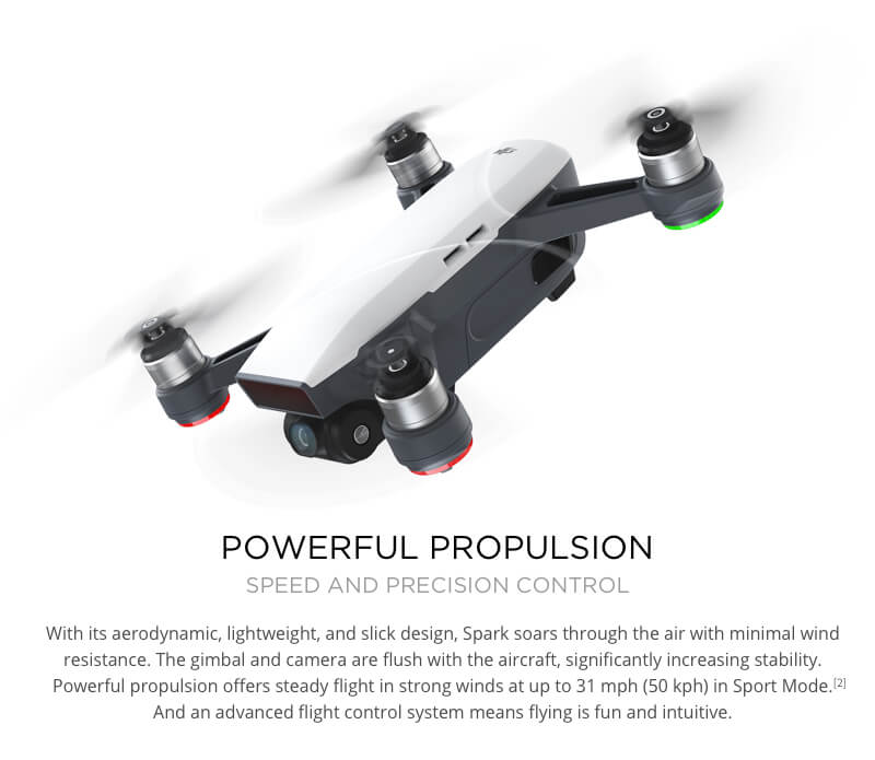 DJI Spark Mini Selfie Drone WiFi FPV 12MP Camera GPS GLONASS RC Quadcopter  - White
