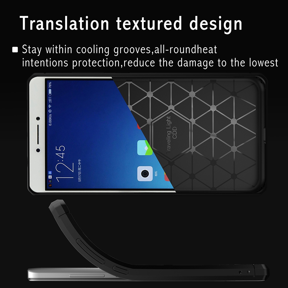 White Xiaomi Redmi Note 4 Case Anti-slip Brushed Carbon Fiber Protective Phone Case TPU Phone Shell Back Cover