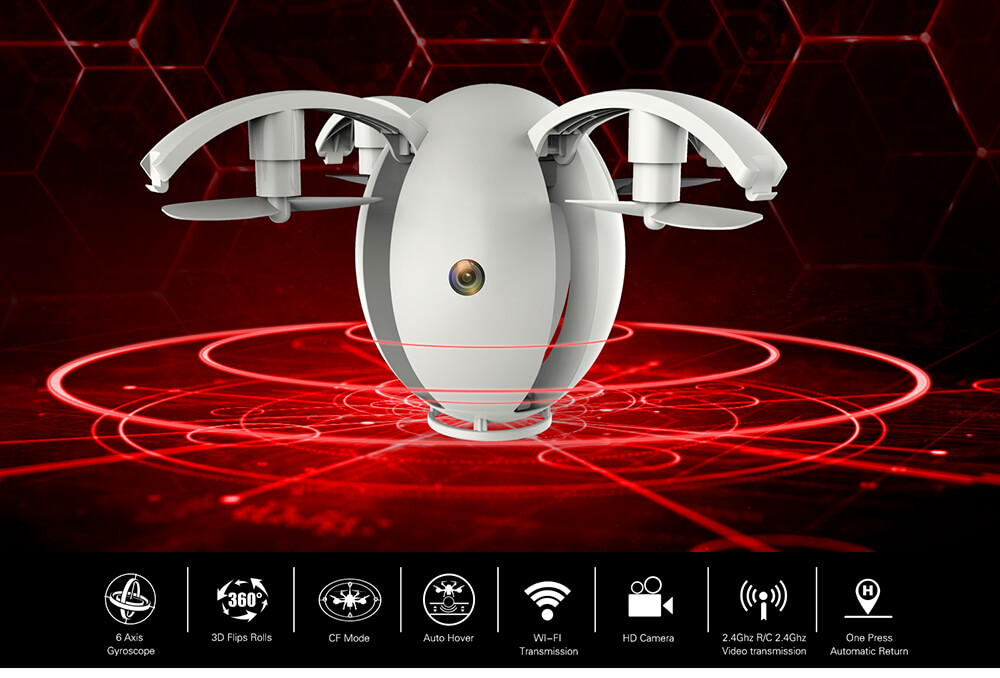 KaiDeng Alpha K130 Mini WIFI FPV Folding Arm RC Quadcopter with HD Camera One-key Transformation Altitude Hold Mode BNF - White