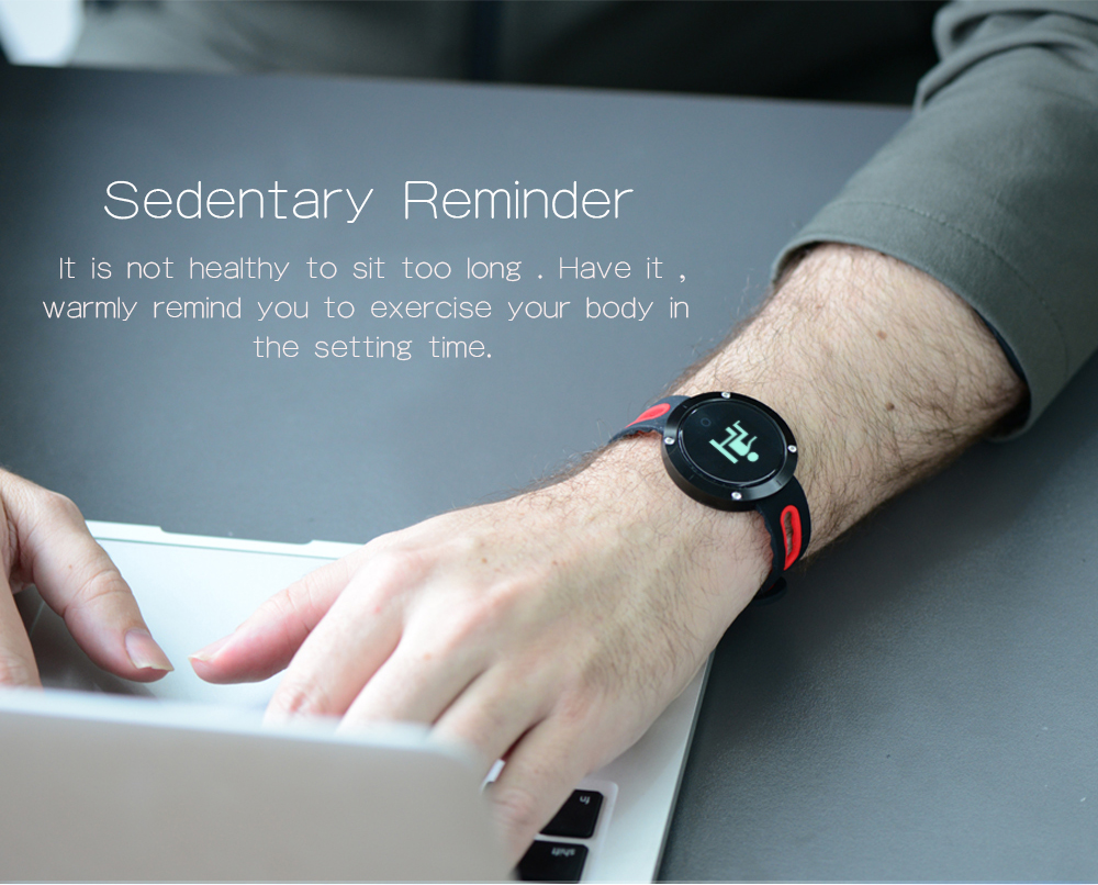 Makibes DM58 Smart Watch Bluetooth Heart Rate Blood Pressure Monitor Health Tracker IP68 Water Resistant Compatible with iOS Android - Black