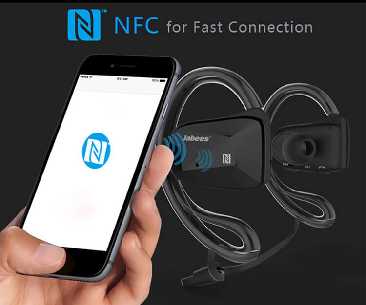 Jabees BSport Wireless Bluetooth Waterproof Headphone APTX NFC Sport Earphone with Microphone - Red