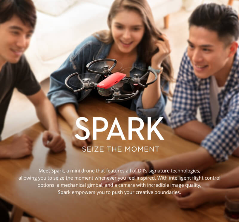 DJI Spark Fly More Combo Selfie Drone WiFi FPV 12MP Camera GPS GLONASS RC Quadcopter RTF - Lava Red