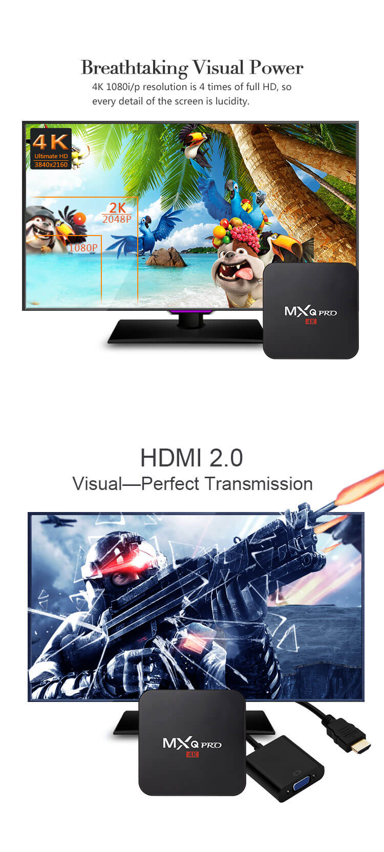 MXQ PRO 4K Android TV BOX KODI RK3229 VP9 2G/8G WIFI Dolby DTS