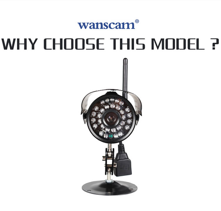 WANSCAM HW0052 IP Camera WiFi 720P ONVIF Motion Detection Waterproof IP66 COMS 1.0 MP Security Camera Black -US Plug