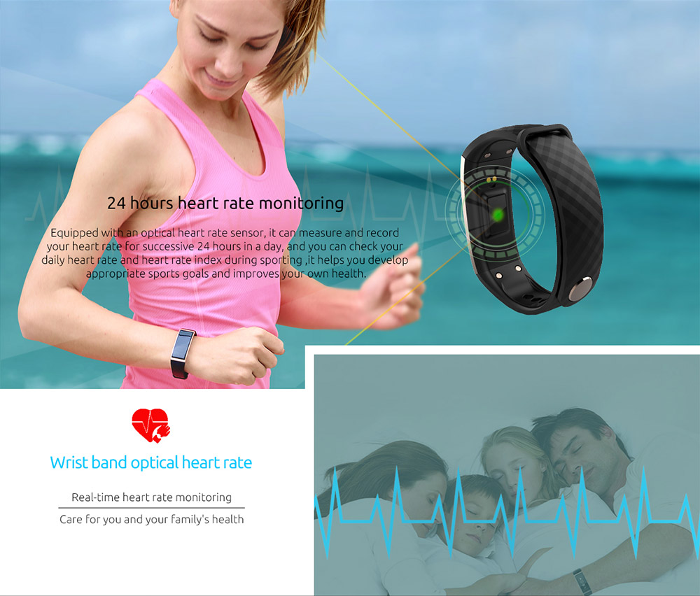 Cubot S1 Smart Wristband Bluetooth Heart Rate Monitor Air Pressure/Temperature Monitor Health Tracker IP67 Water Resistant Compatible with iOS Android - Black
