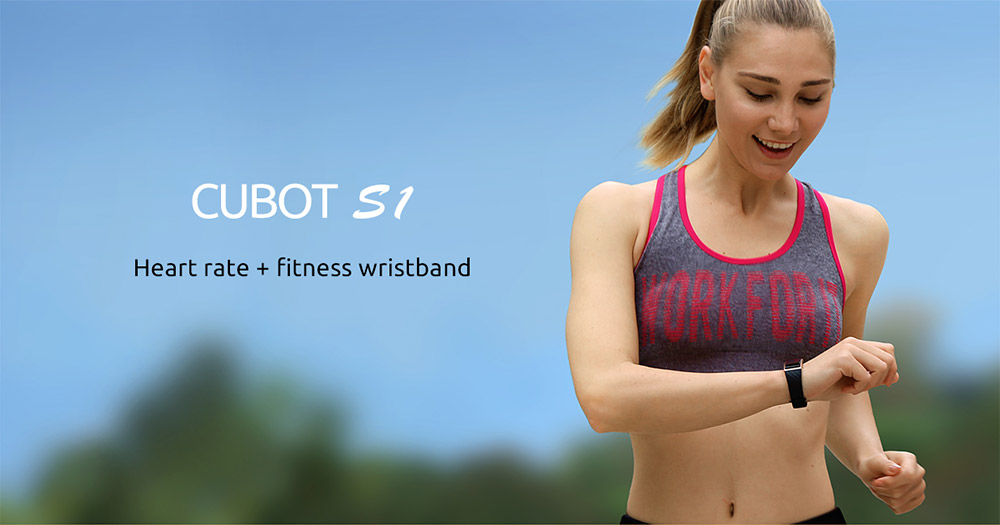 Cubot S1 Smart Wristband Bluetooth Heart Rate Monitor Air Pressure/Temperature Monitor Health Tracker IP67 Water Resistant Compatible with iOS Android - Black