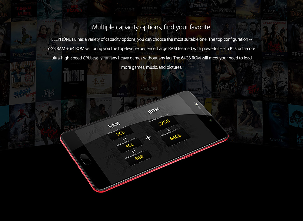 [HK Stock]ELEPHONE P8 5.5 Inch Smartphone FHD Screen 6GB 64GB MTK Helio P25 Octa Core 21.0MP Android 7.0 Touch ID 3600mAh - Black