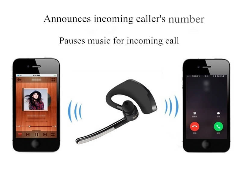 V8S Wireless Bluetooth Headset Stereo Headphone Earphone Sport Handsfree In-ear with Mic Earhook - Black