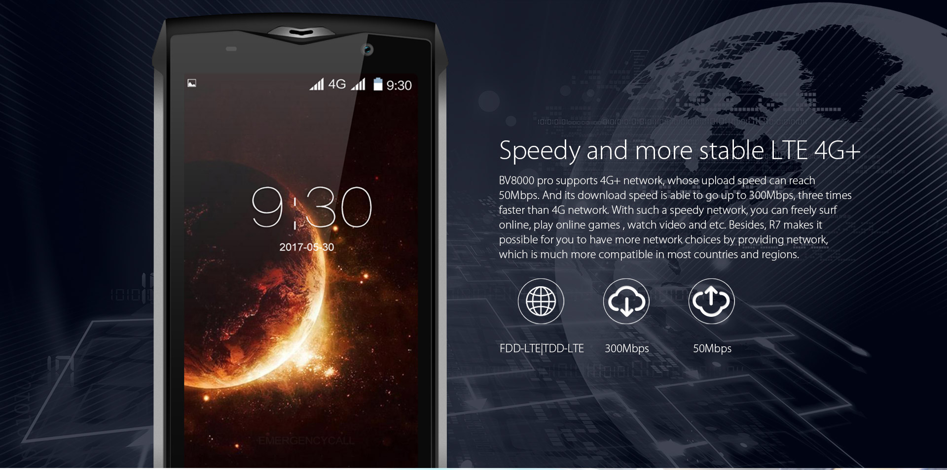 [HK Stock]Blackview BV8000 Pro 5.0 Inch 4G LTE Smartphone Waterproof IP68 FHD Screen 6GB 64GB MTK6757 Octa-core 16.0MP Cam Android 7.0 4180mAh NFC OTG Touch ID - Gray