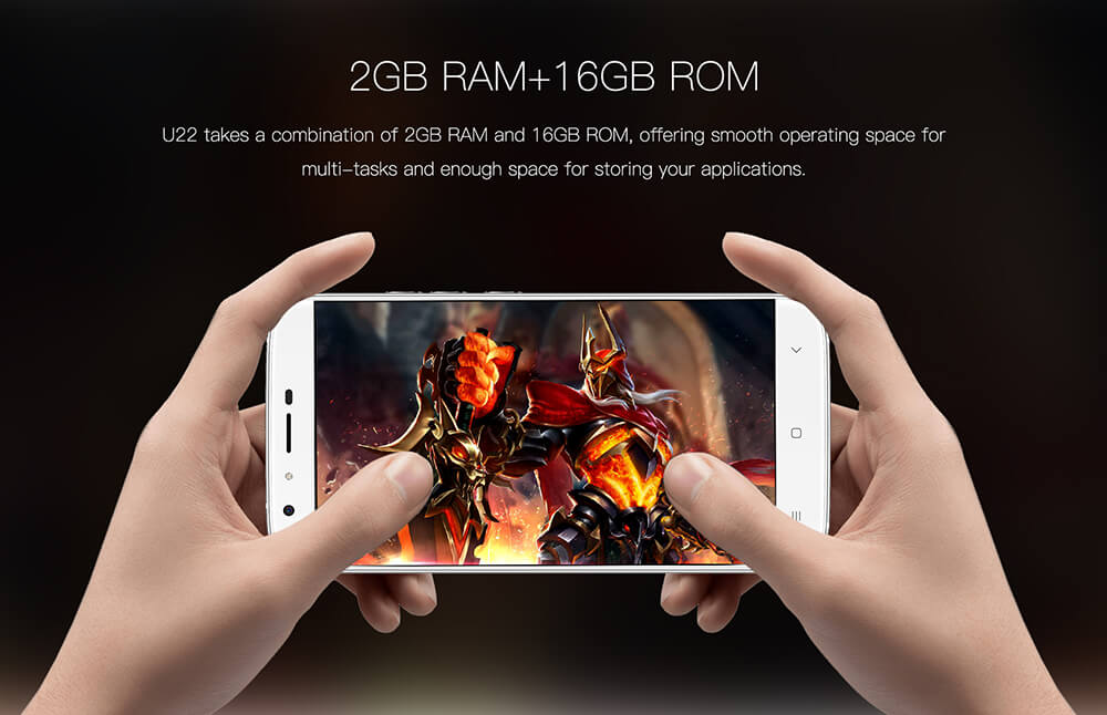 [HK Stock]Oukitel U22 5.5 Inch Smartphone Four Cameras HD Screen 2GB 16GB MTK6580A 8.0MP Android 7.0 Touch ID 2700mAh - Jet Black